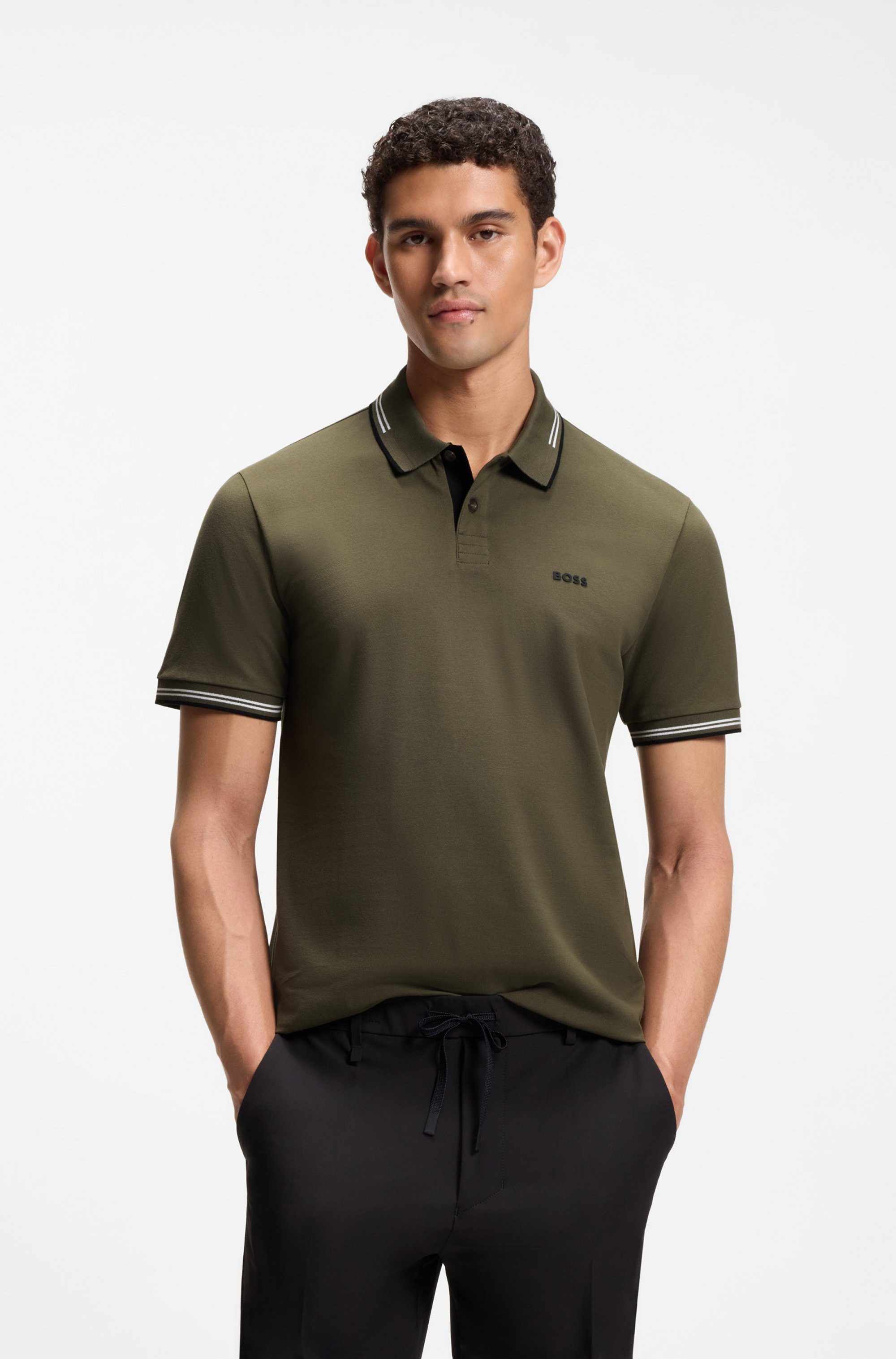 BOSS GREEN Poloshirt Paul Slim Fit Stretch-Baumwoll-Pique mit Polokragen