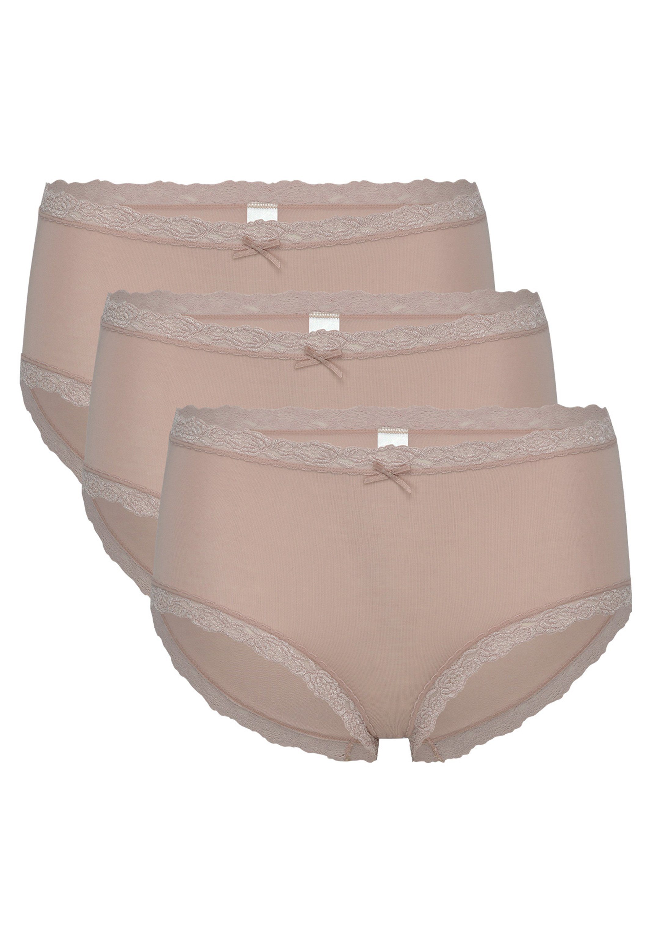 Nina Von C. Taillenslip 3er Pack Cosy (Spar-Set, 3-St) Taillen Slip - Weicher Modal-Mix, Dekorative Spitze an Bund und Bein Hazelnut