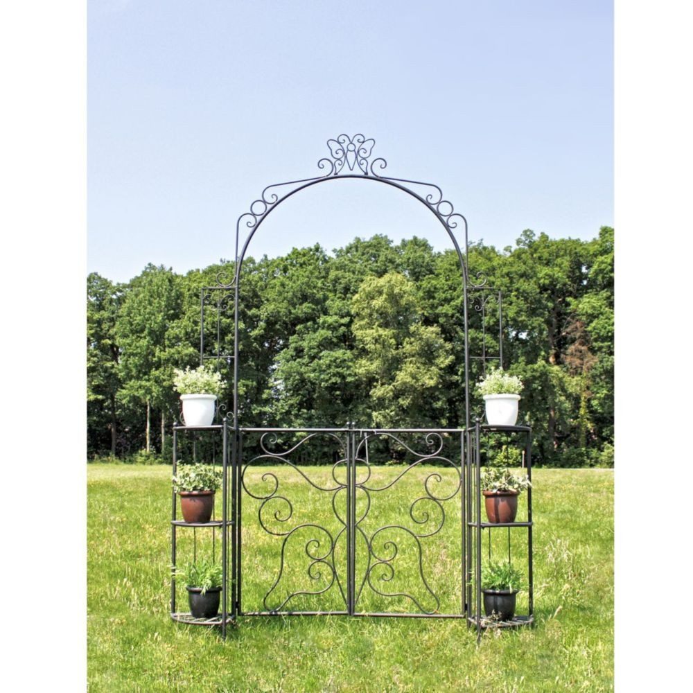 Harms Import Rosenbogen aus Stahl in schwarz. Abmessungen (LxBxH) 156x29x233 cm