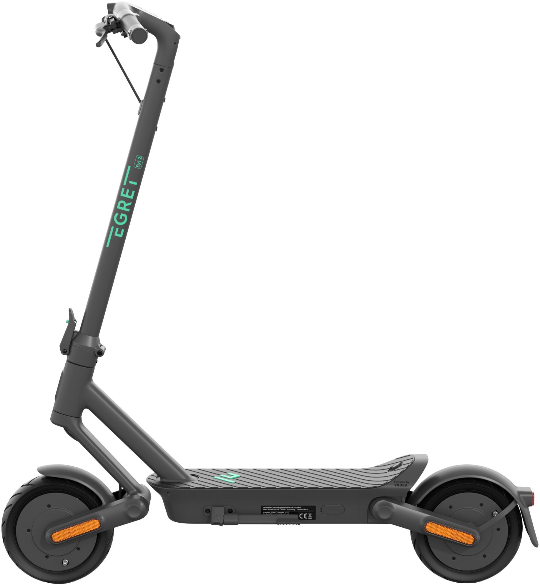Egret E-Scooter Egret Ey! 2, 500 W, 20 km/h, (ABE, Ladegerät, Montagewerkzeug, Schrauben, Ventilverlängerung), Electric Scooter, mit Straßenzulassung, bis zu 45 km Reichweite