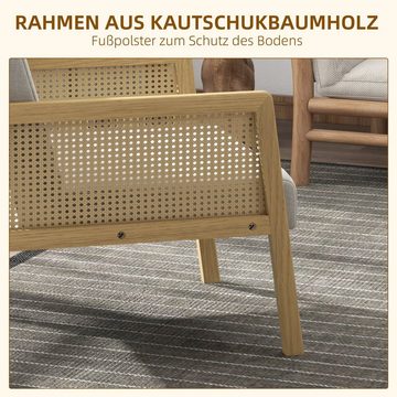 HOMCOM Relaxsessel Relaxsessel, Gepolsterter Loungesessel mit Armlehne in Rattanoptik (Akzentsessel, 1-St., Wohnzimmersessel), bis 120 kg belastbar