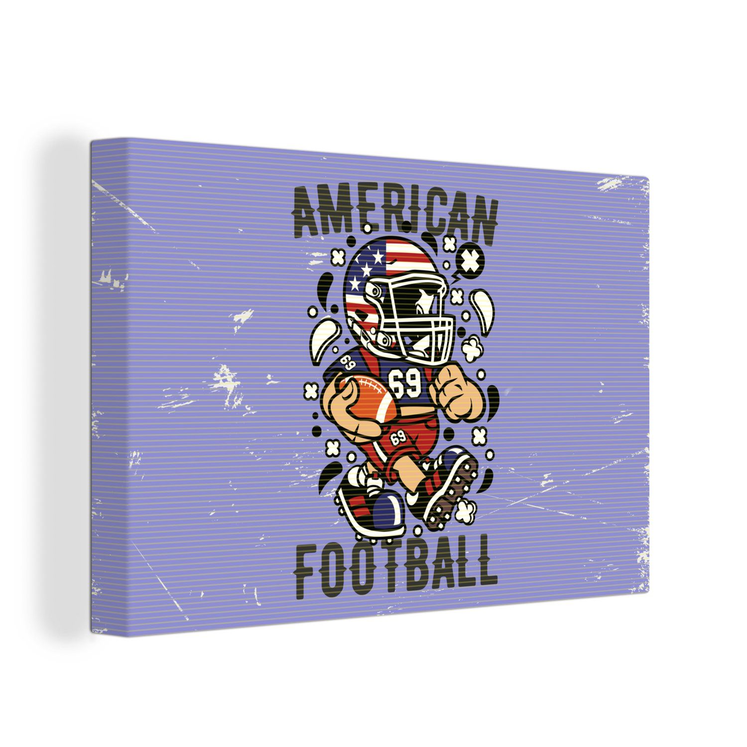 OneMillionCanvasses® Leinwandbild Fußball - Amerika - Jahrgang, (1 St), Wandbild Leinwandbilder, Aufhängefertig, Wanddeko, 30x20 cm | Leinwandbilder