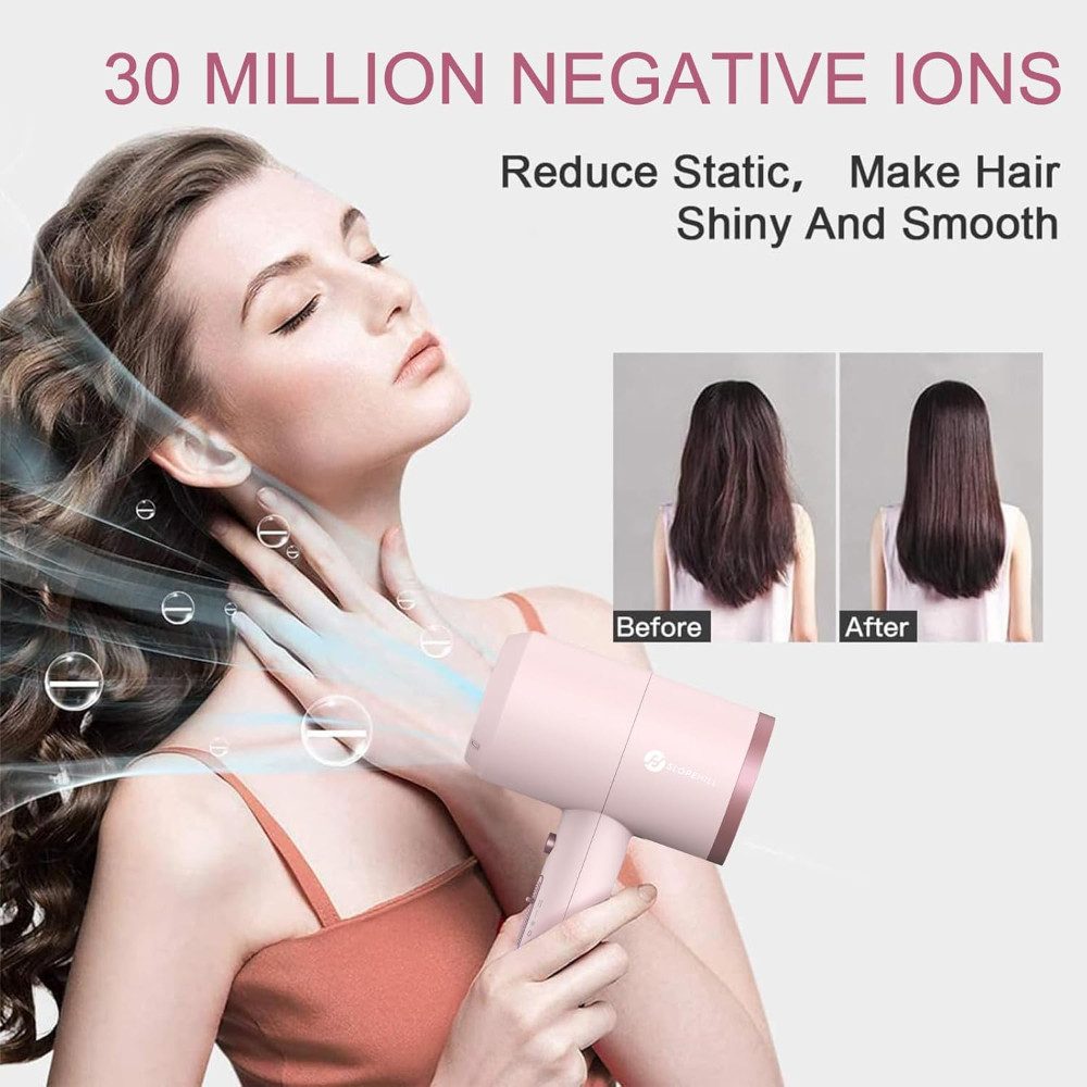 slopehill Haartrockner AC Motor Schnelltrocknen Hair Dryer, Salon mit Heiß-/Kalttaste, 1800 W, Profi Styling Set mit Diffusor und Konzentrator, 3 Concentrators and Diffuser, 3 Temperatureinstellungen, 2-Gang