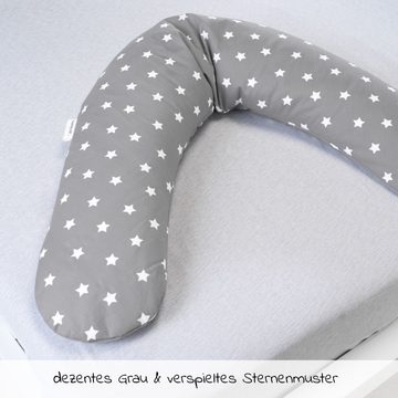 Theraline Stillkissen Das Komfort - Big Stars - Grau, 2-tlg., Lagerungskissen Schwangerschaftskissen inkl. Bezug (Baumwolle) 180 cm