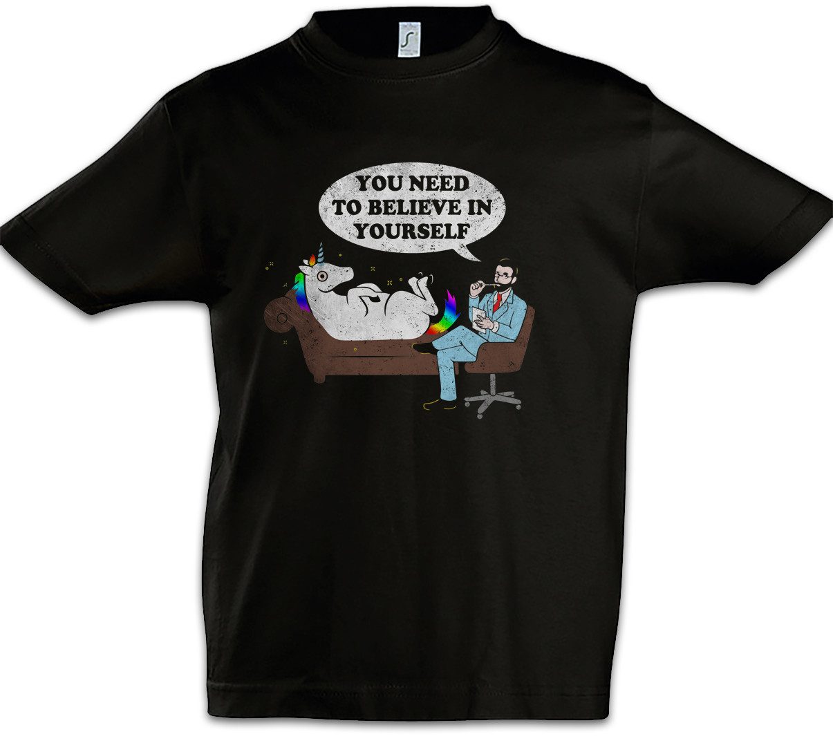 Print-Shirt Psycho Unicorn Kinder T-Shirt Unicorns Einhorn Einhörner Regenbogen