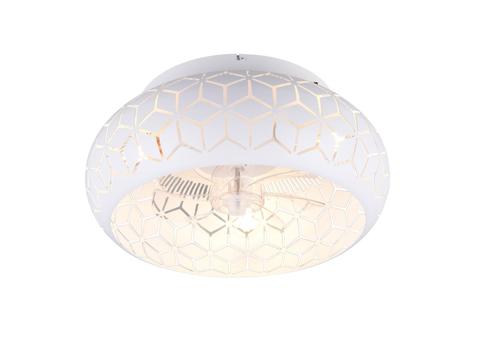 Reality Leuchten LED Deckenleuchte mit Ventilator & Fernbedienung Ø 50cm, Timerfunktion, LED wechselbar, warmweiß, Deckenventilator mit Licht, ausgefallene Deckenlampe inkl. E27 LED