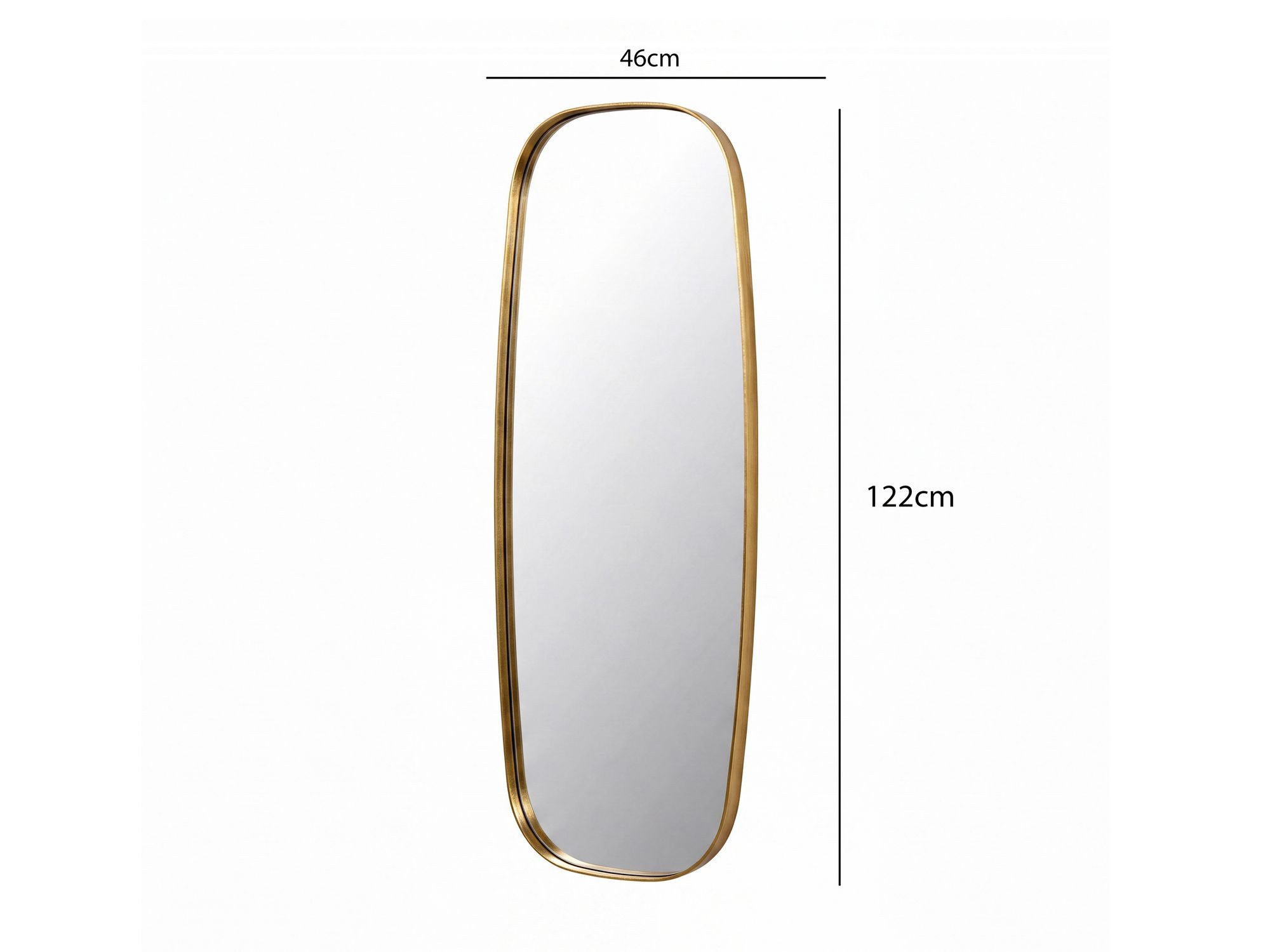 FINEBUY Spiegel Flurspiegel 122cm Spiegel Metall Rahmen modern Hängespiegel FB117117 (Eleganter Hängespiegel mit feinem Goldrahmen), Flexibel horizontal oder vertikal montierbar