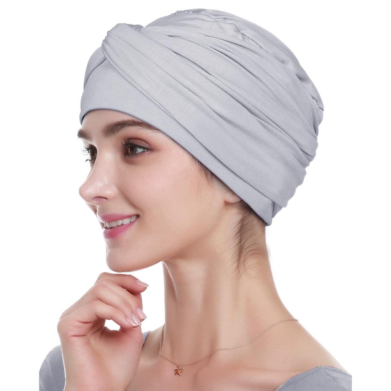 LuxusKollektion Turban Turban Damen Bambus Sommer hellgrau, (1-St)