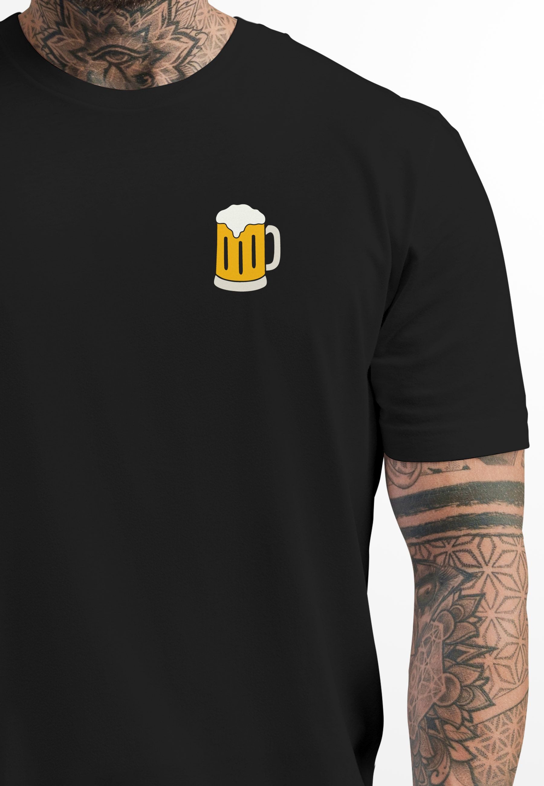 MoonWorks Print-Shirt Herren T-Shirt Backprint Lecker Bierchen Bier Motiv Alkohol Fun-Shirt mit Print – Bild 4 von 5