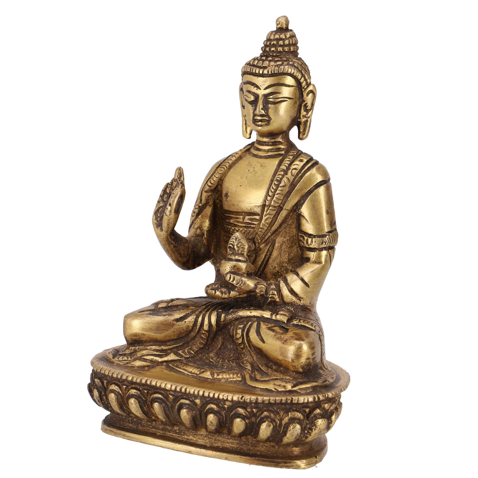 Guru-Shop Buddhafigur Buddha Statue aus Messing Amoghasiddhi Buddha..