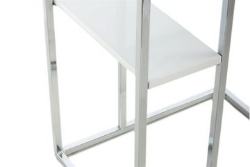 Qiyano Beistelltisch Beistelltisch Mari Groß Weiß Silber - C-Form - Edelstahl - Ablage
