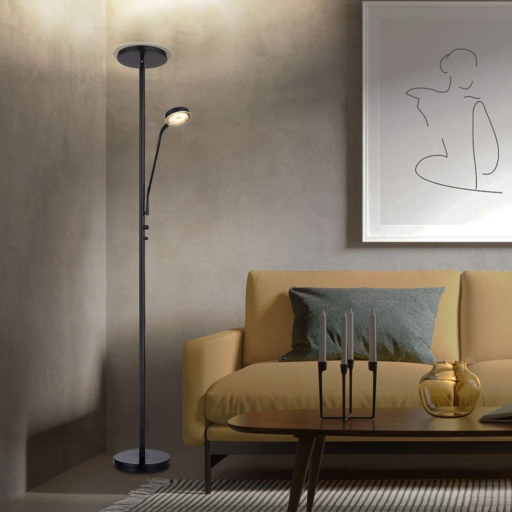 Standleuchte verbaut, Warmweiß, etc-shop Wohnzimmer LED Stehlampe LED LED-Leuchtmittel fest Deckenfluter Stehlampe, Flexo