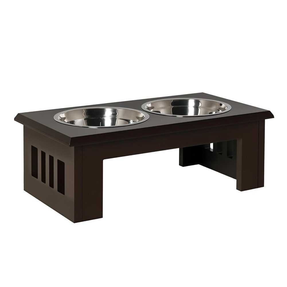 HT Futternapf Erhöhter Hundenapf mit 2 Näpfe Wassernapf, 58,4 x 30,5 x 25,4cm, 2 x 2000ml Edelstahlnäpfen Fressnapf Futterstation Hundenäpfe