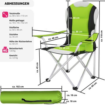 tectake Campingstuhl 4 Campingstühle mit Polsterung (4er Set, 4 St), Zusammenklappbar