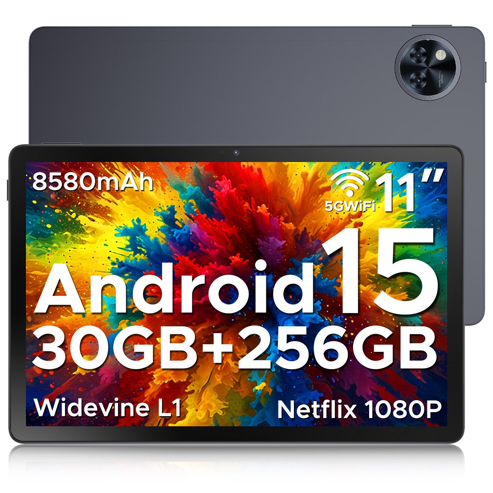 DOOGEE U11Pro Android 15/16 tablet 11 Zoll, 30GB RAM (6+24GBerweitert), 90Hz Tablet (11", 256 GB, Android 15, WIFI, 256 GB, 8580mAh, WIFI, 13MP+5MP, 5G WiFi/Widevine L1/ GPS/Face ID/OTG)