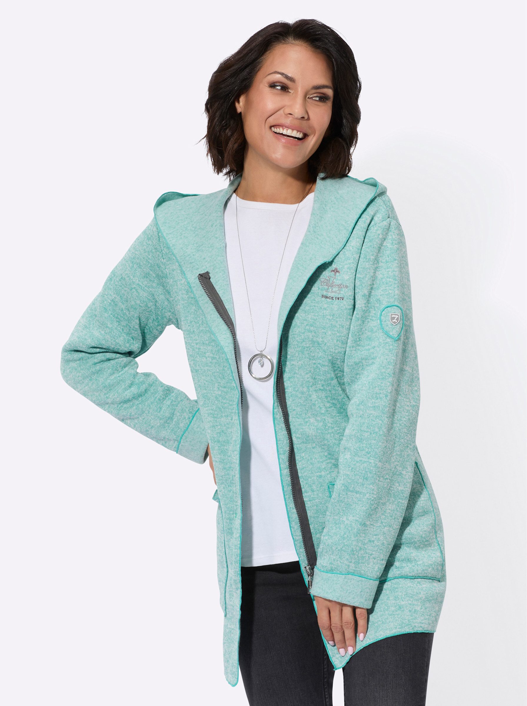 Fleecejacke Strickfleece-Jacke Langarm Jersey