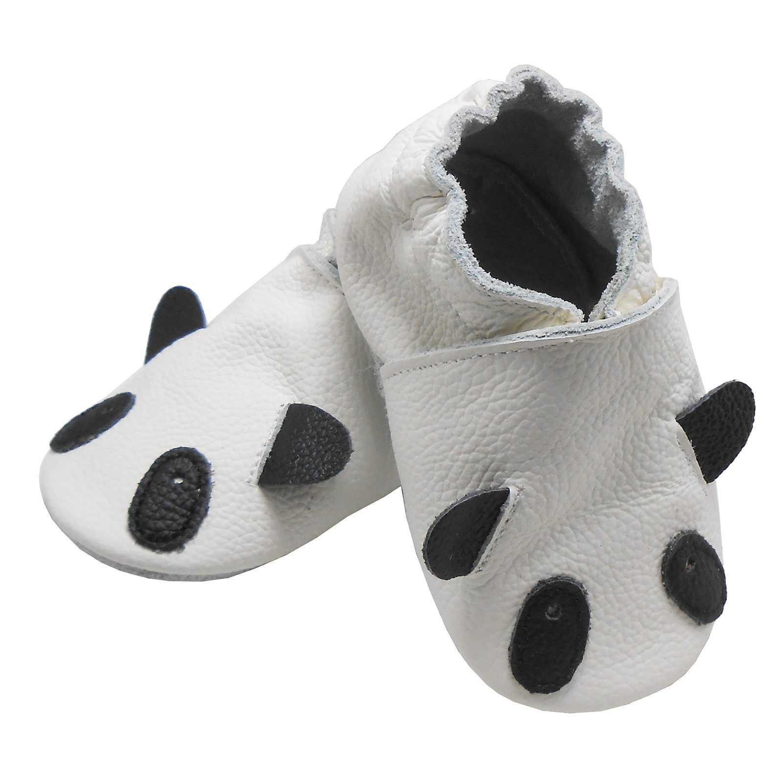 Bemesu Weiche Leder Krabbelschuhe Baby Lauflernschuh Lederpuschen Weiß Barfußschuh Rutschfest und atmungsaktiv