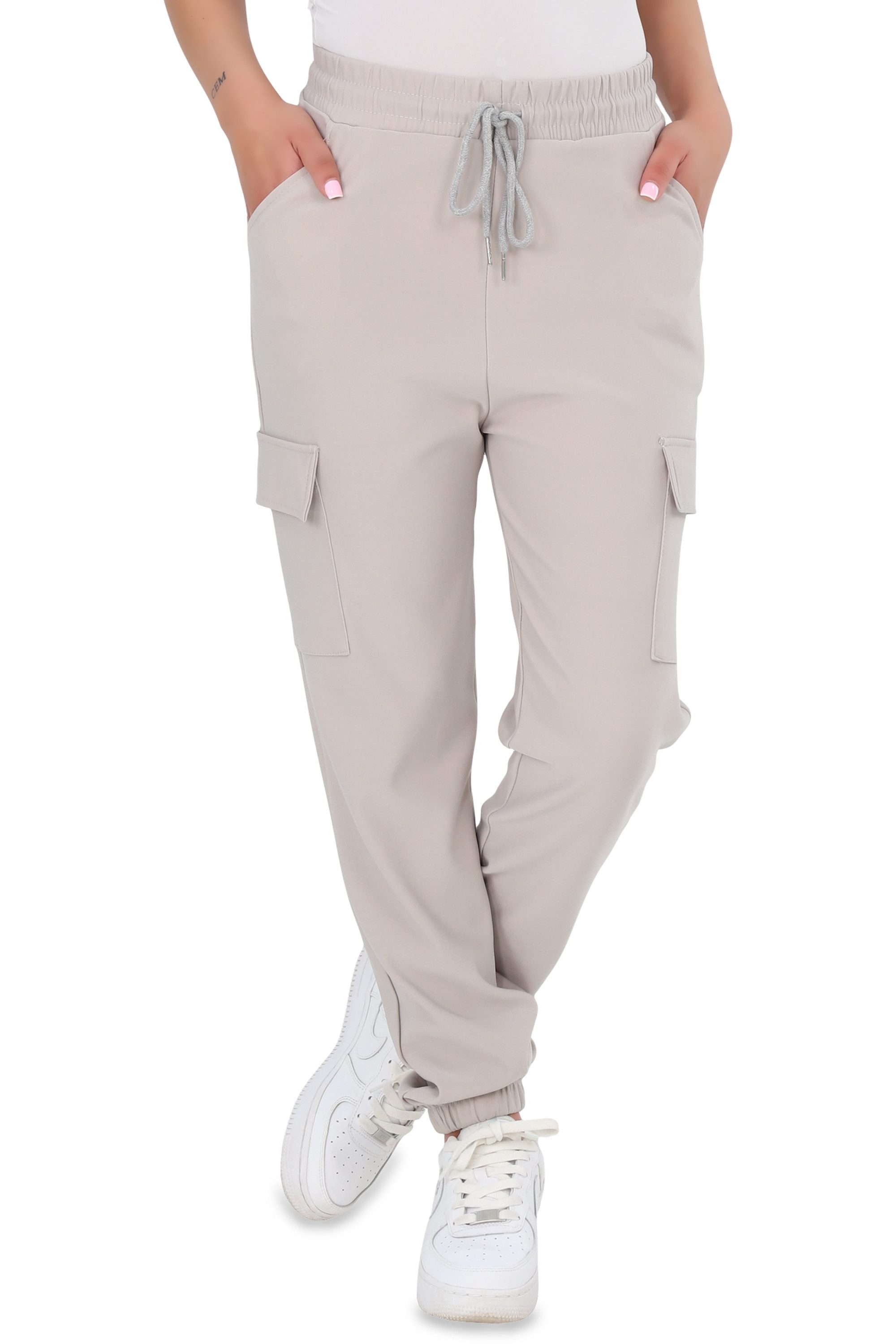 Jogginghose malito Damen Jogginghose mit elastischem Beinabschluss und Seitentasch