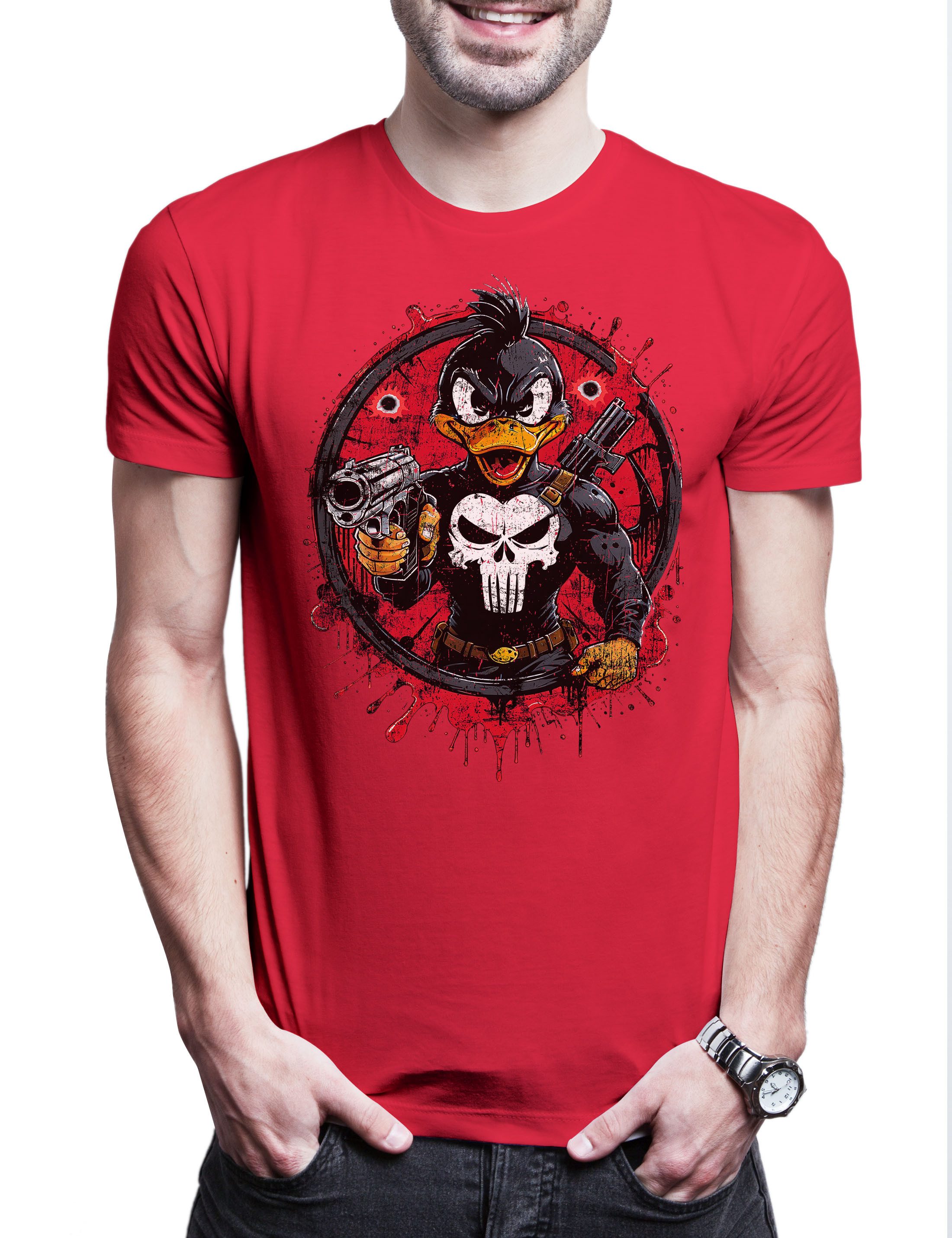 Urban Backwoods Print-Shirt Vigilante Duck Herren T-Shirt Skull Logo Toon C günstig online kaufen