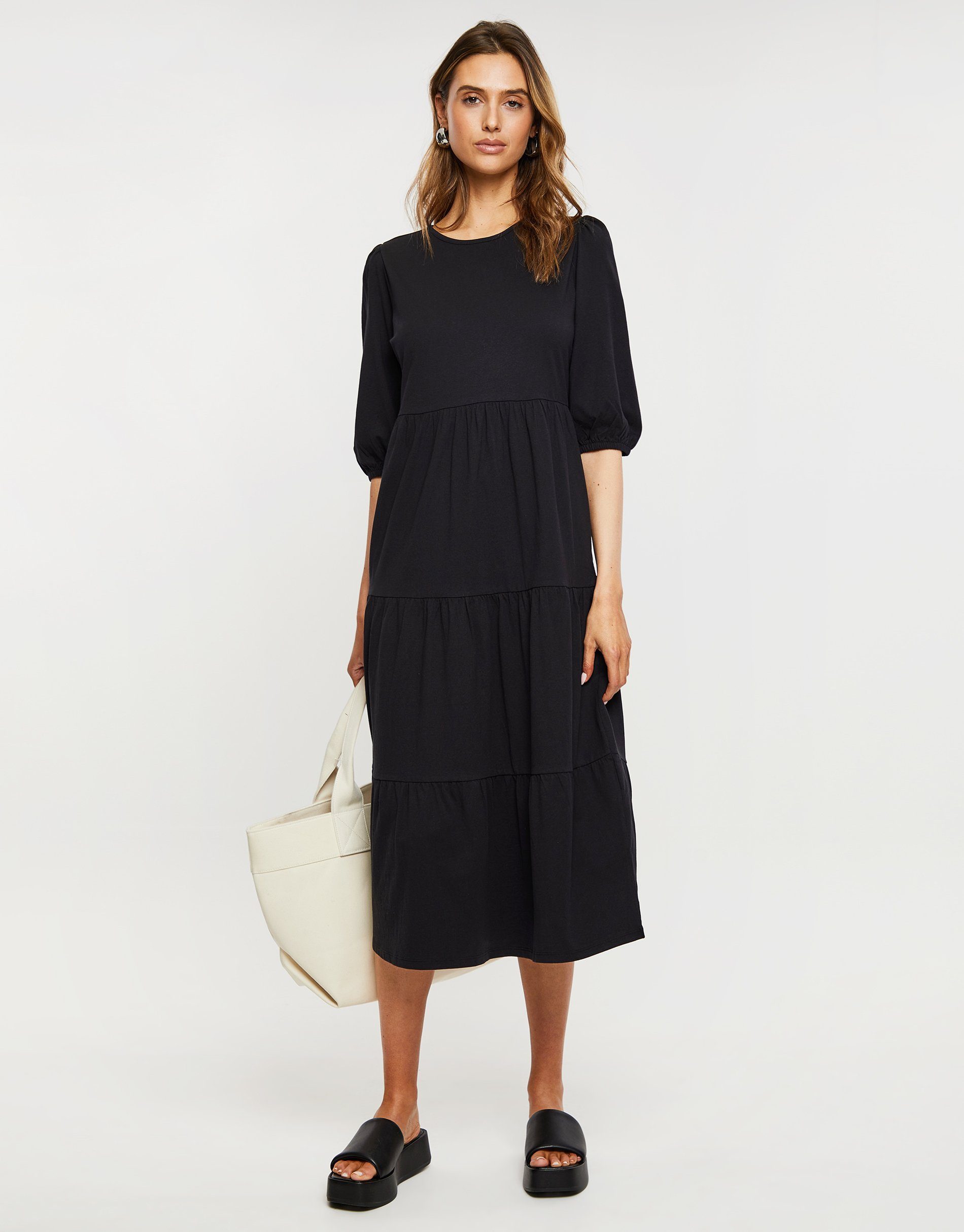 Threadbare Sommerkleid THB Finn Midi Dress Black schwarz - Tiered