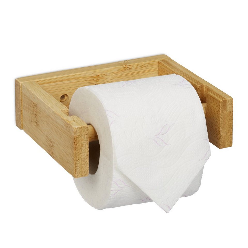 Toilettenpapierhalter Bambus relaxdays Toilettenpapierhalter