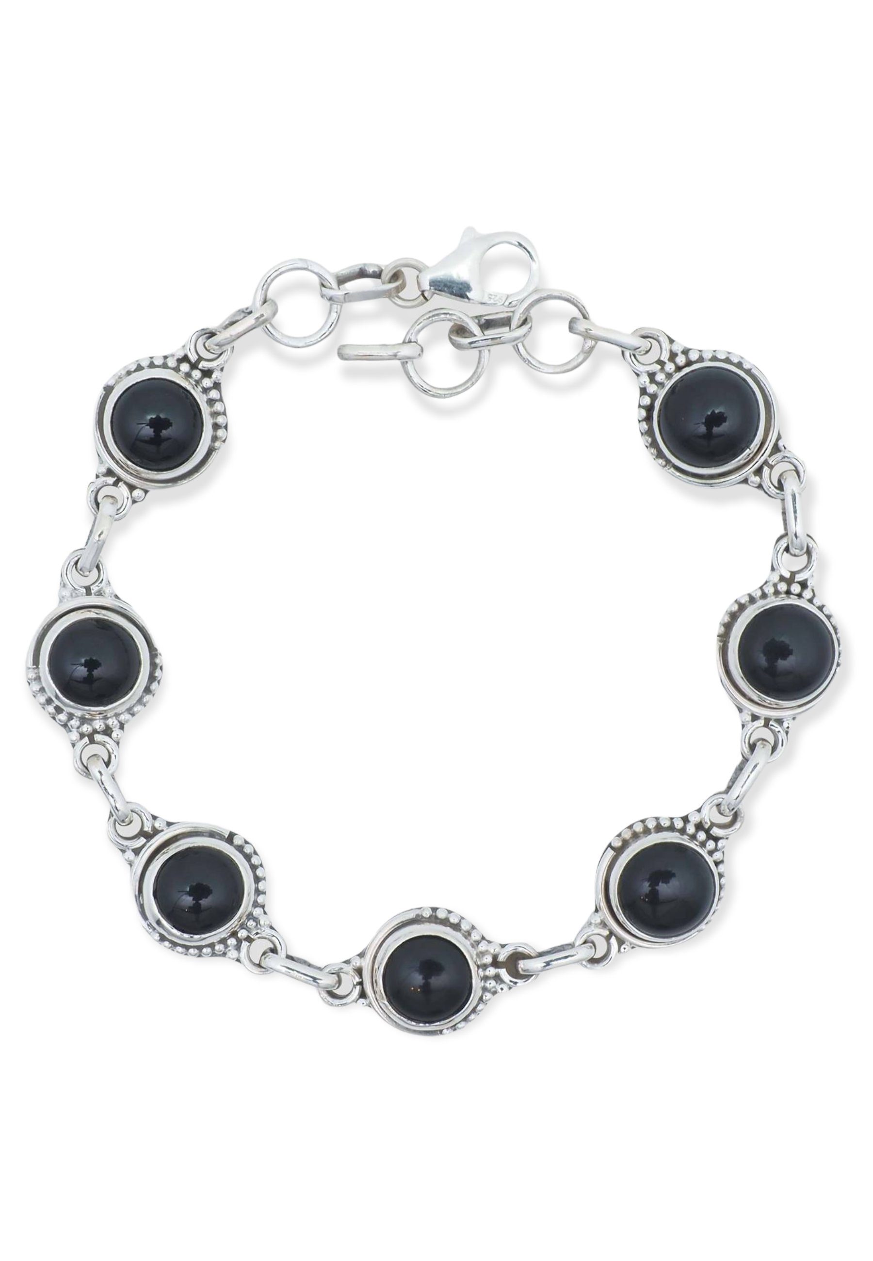 mantraroma Silberarmband Onyx mit Silber 925er