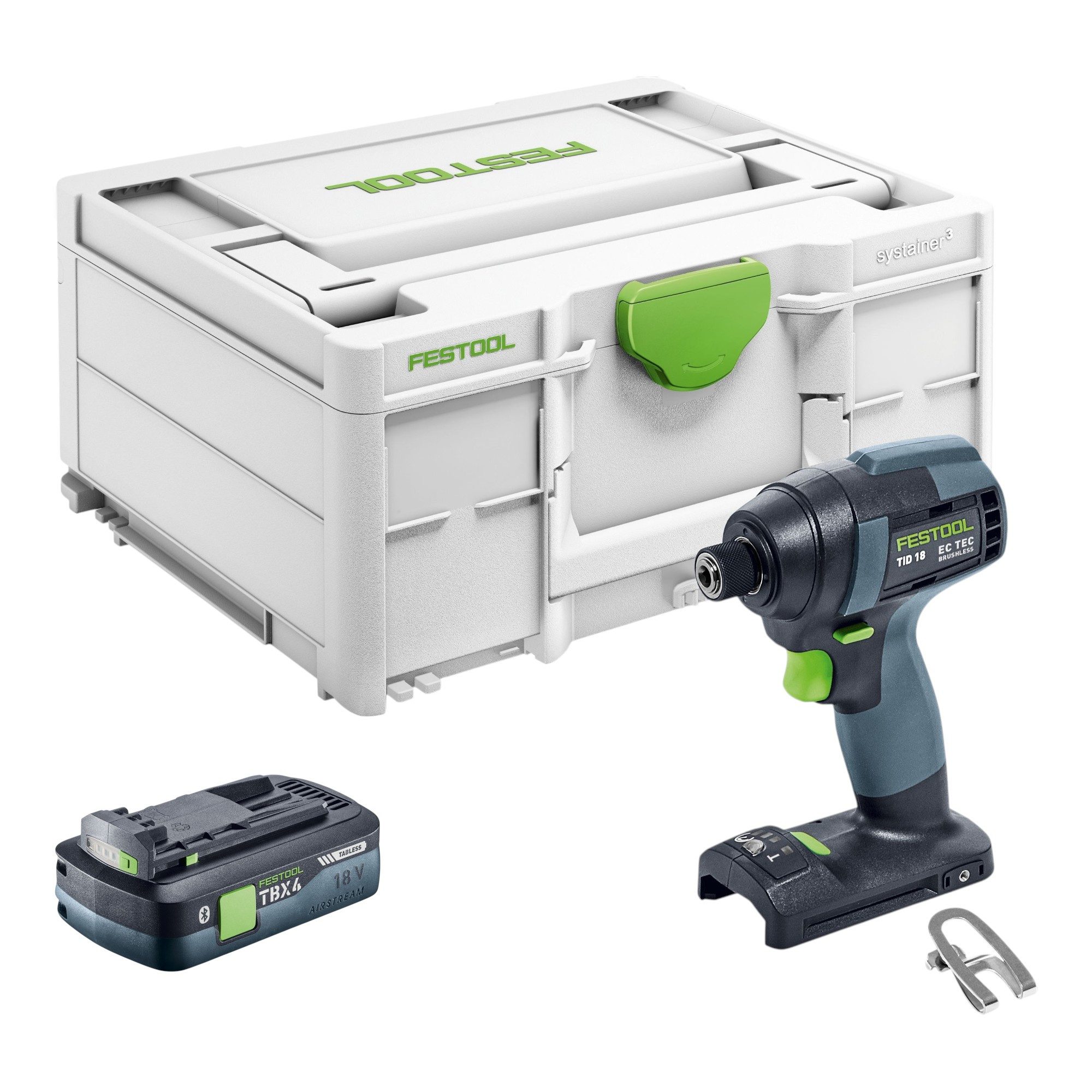 FESTOOL Akku-Schlagschrauber TID 18-Basic 18 V 180 Nm 1/4" + 1x Akku 4 Ah + Systainer - ohne Lader