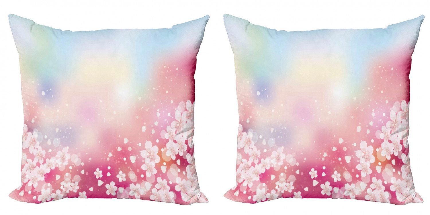 (2 Stück), Accent Doppelseitiger Kissenbezüge Digitaldruck, Abakuhaus Pastell Kirschblüten Modern Dreamy