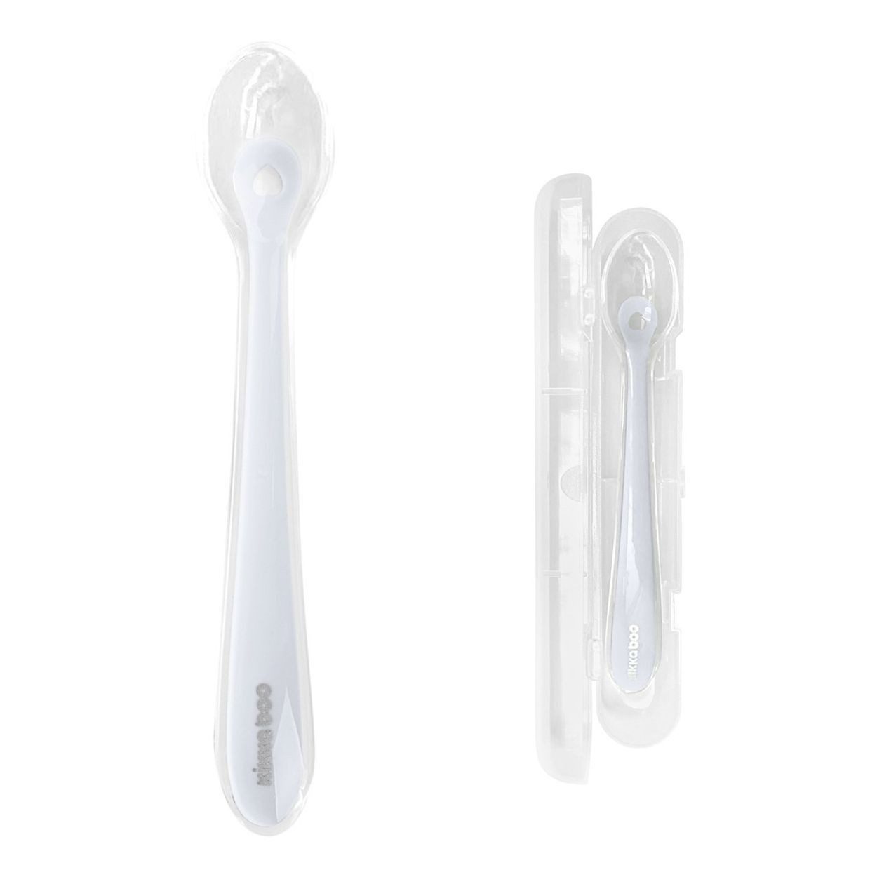 Kikkaboo Kinderlöffel Baby Silikonlöffel mit Etui, Etui Silikonspitze, langer Griff, ab 4 Monate