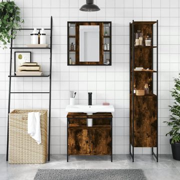 vidaXL Badezimmer-Set 3-tlg. Badmöbel-Set Räuchereiche Holzwerkstoff, (1-St)