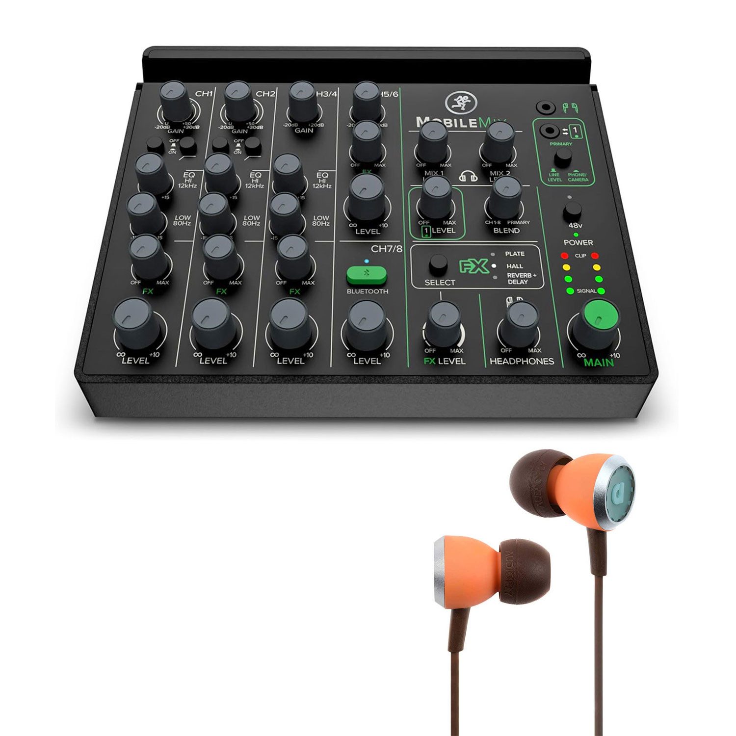 Mackie Mischpult MobileMix 8-Kanal Mixer mit Ohrhörer Digitales Aufnahmegerät
