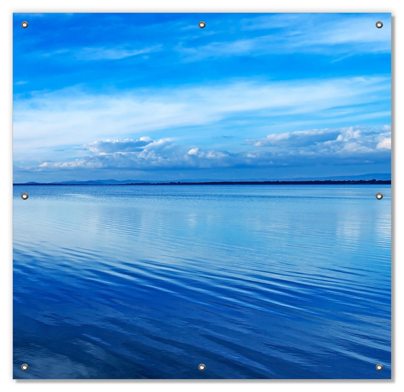 Sonnenschutz Blaue Meeresbucht in Italien mit Spiegelung im Wasser, Wallario, blickdicht, mit Saugnäpfen, wiederablösbar und wiederverwendbar
