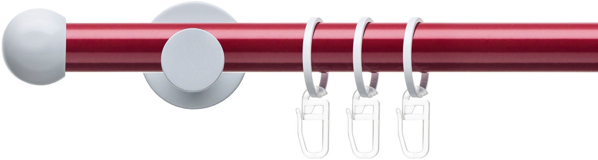 Liedeco Gardinenstange Fertigstilgarnitur 20 mm Power Celebration Kugel, Ø 2 mm, 1-läufig, Fixmaß, verschraubt, Eisen, Gardinenstange Komplett, Farbkombination