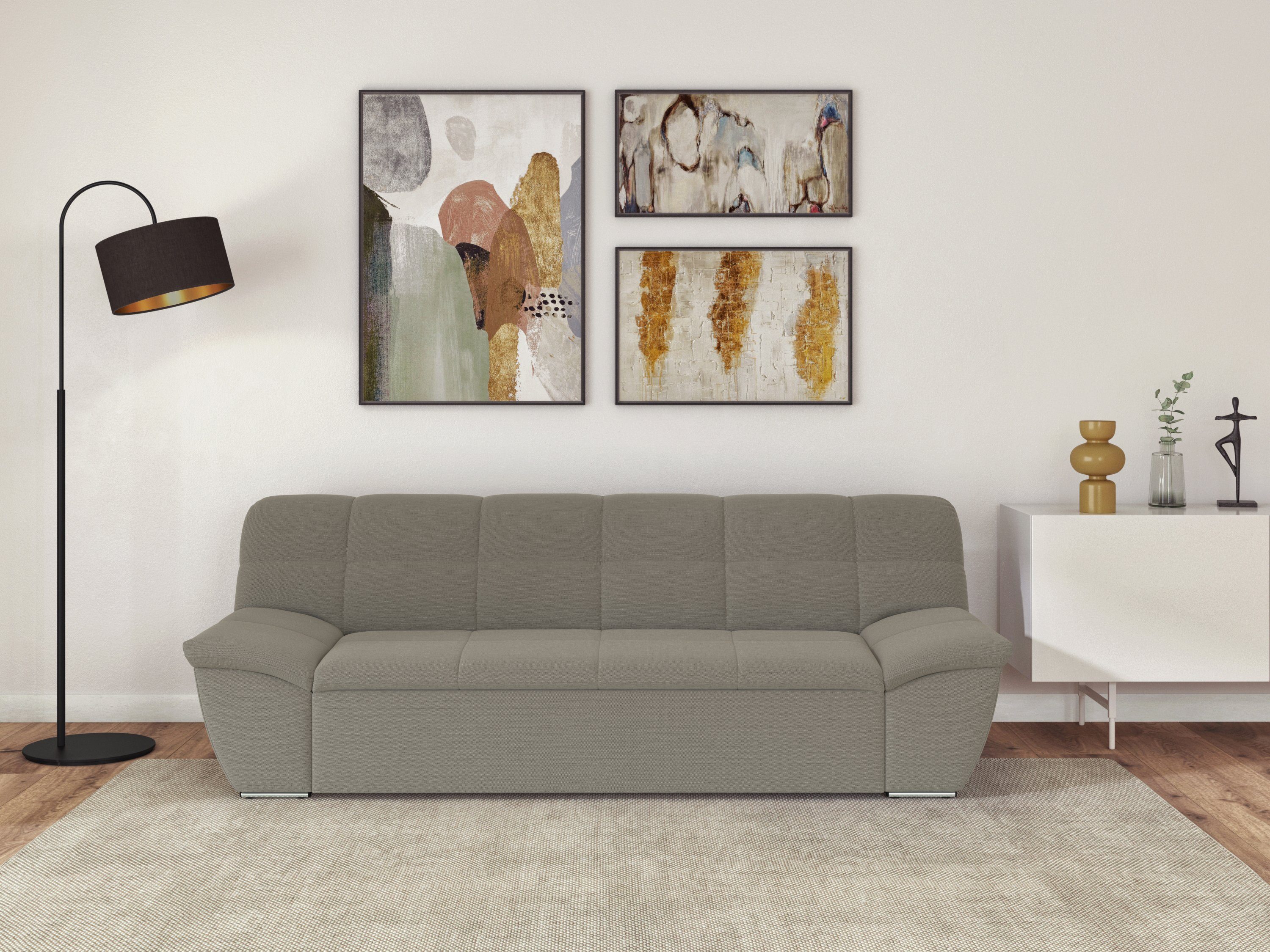 DOMO collection 3-Sitzer Splash, moderne Steppung im Sitz und Rücken, komfortabel, flache Armlehnen zum Entspannen