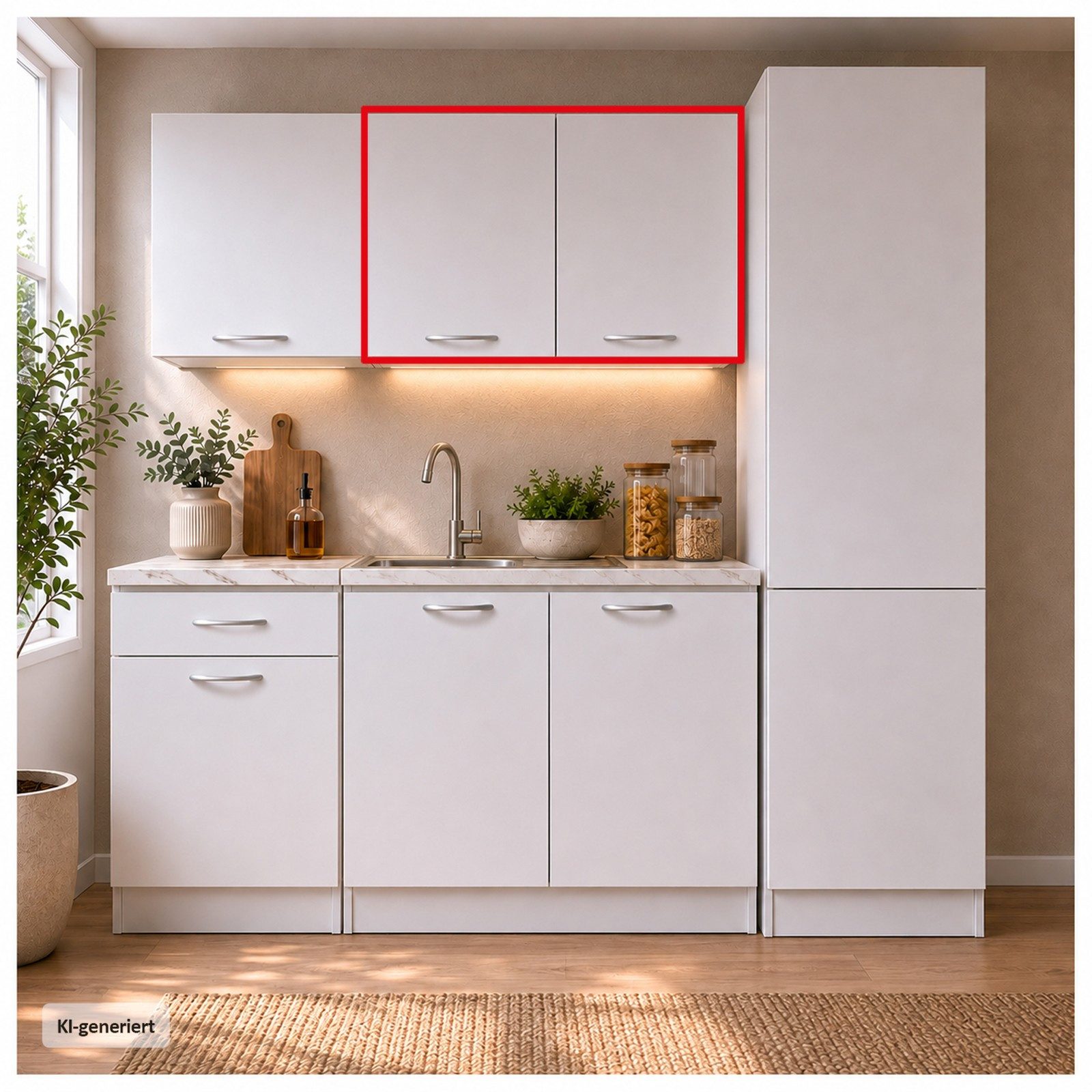 HTI-Living Hängeschrank Küchenhängeschrank Jenna Weiß 80 cm (1 Stück, 1-St., 1 Küchenhängeschrank) Modular erweiterbar, modernes Design, 2 Schrankfächer