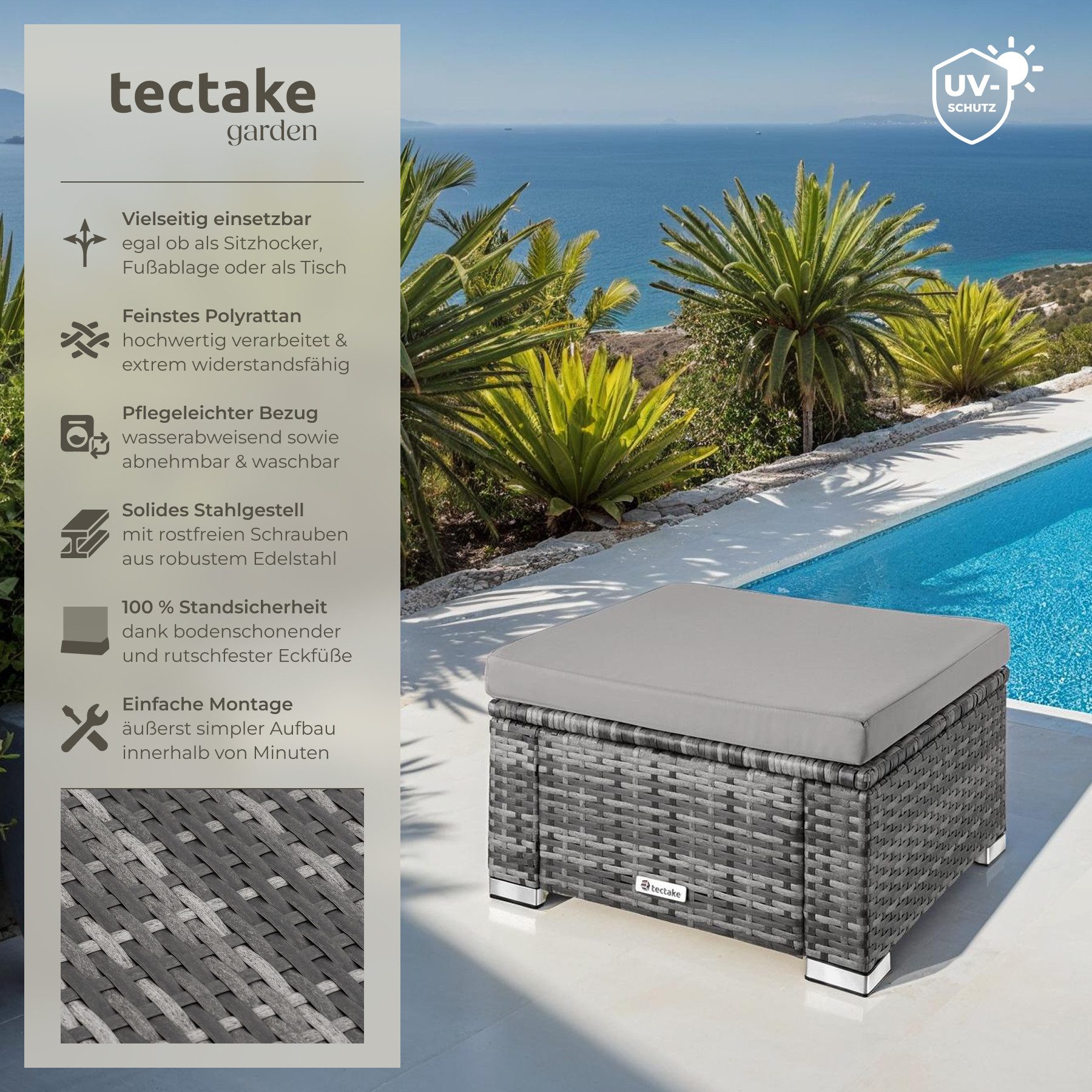 tectake Rattanstuhl Rattan Sitzhocker (Set, 1 günstig online kaufen