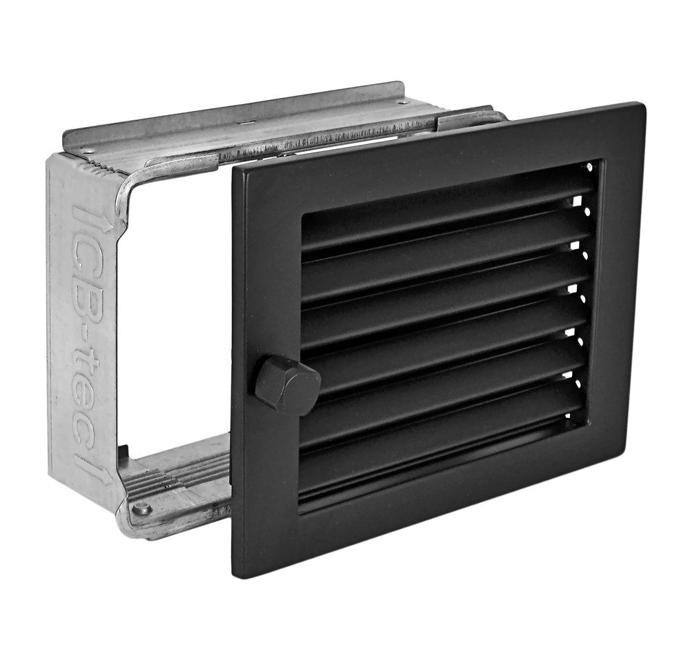 CB-TEC Lüftungsgitter Warmluftgitter WG 2015 S Lüftungsgitter Schwarz 200 x 150 Abluftgitter, Regulierbare Lamellen