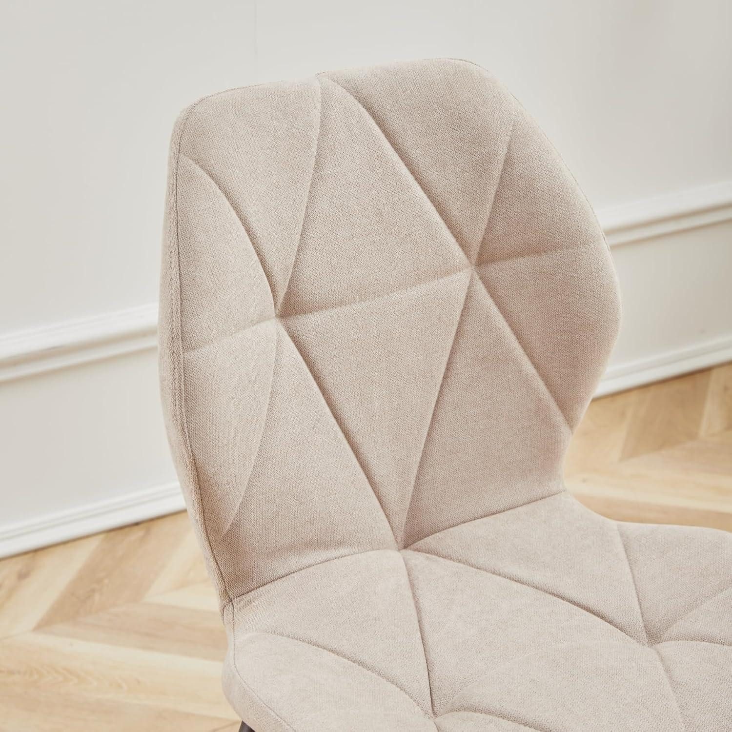 LuxusKollektion Esszimmerstuhl Esszimmerstühle 6er Set gepolstert Metallbeine Beige 6er set – Bild 4 von 5