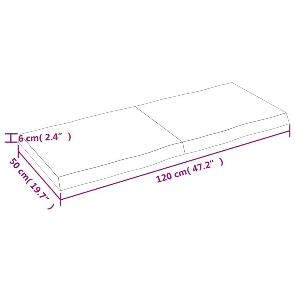 (1 120x50x(2-6) St) Behandelt cm furnicato Tischplatte Massivholz Baumkante