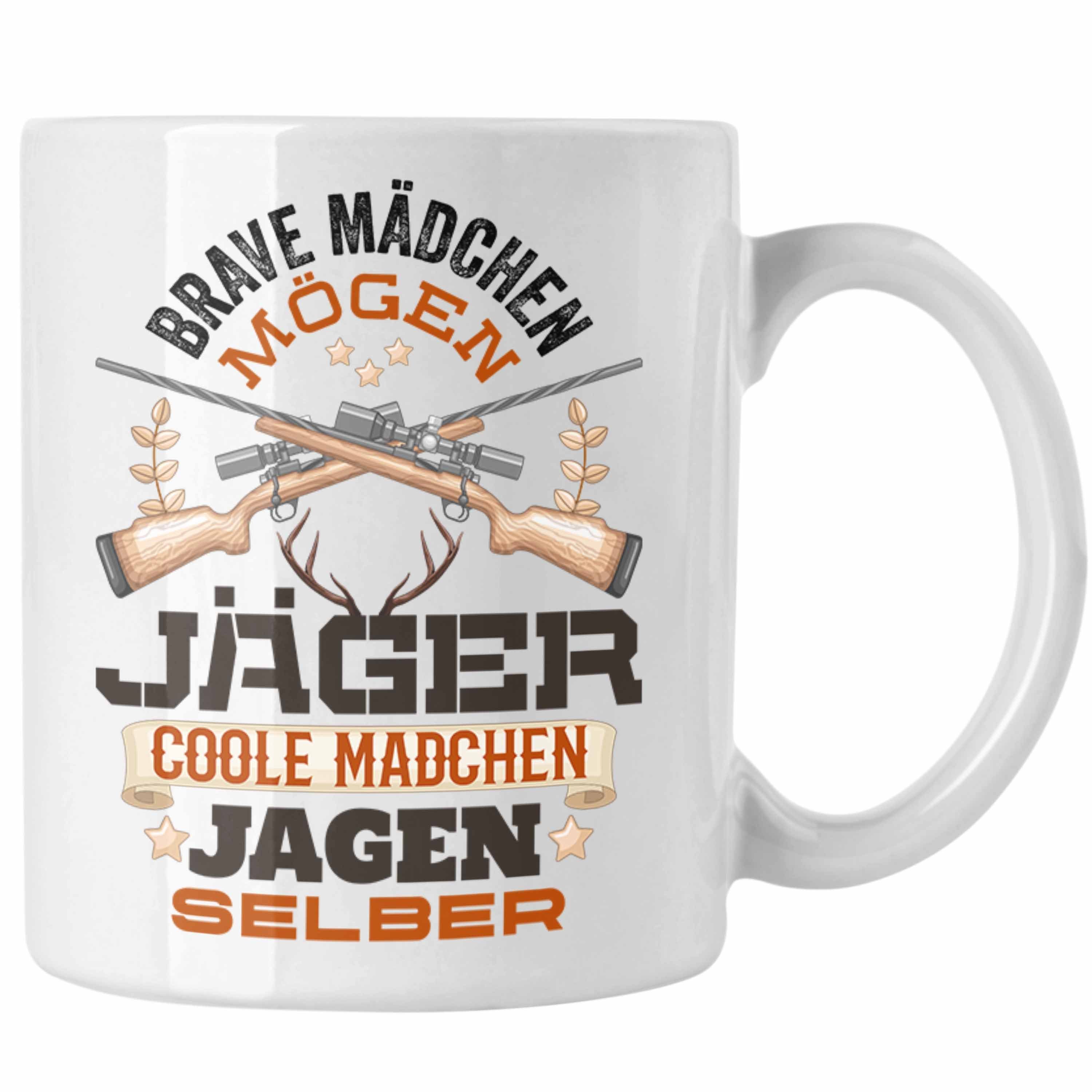 Weiss Geschenk Jagen Tasse Spruch Tasse Mädchen Frauen Trendation Jägerin