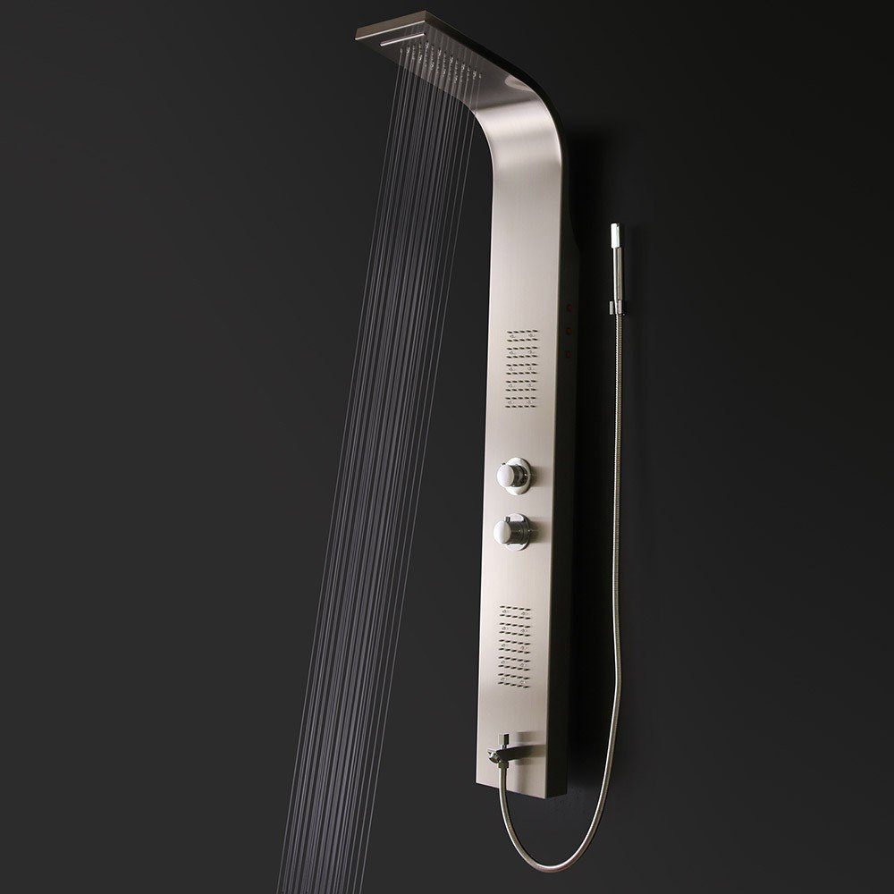 HOME DELUXE Duschsystem Duschpaneel ORINOCO, Höhe 156 cm, mit LED Beleuchtung I Edelstahl Duschsäule, Duscharmatur