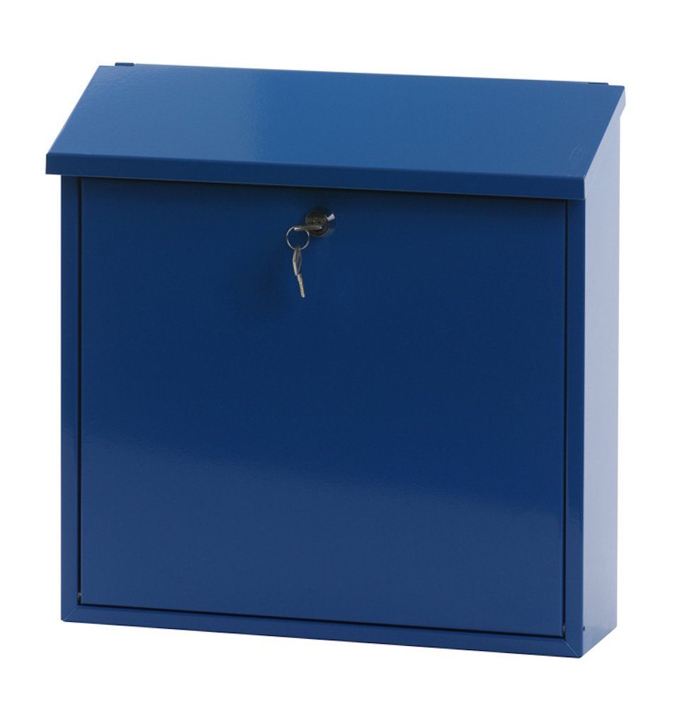 PROREGAL® Wandbriefkasten Wandbriefkasten Malagan mit Zylinderschloss, Blau