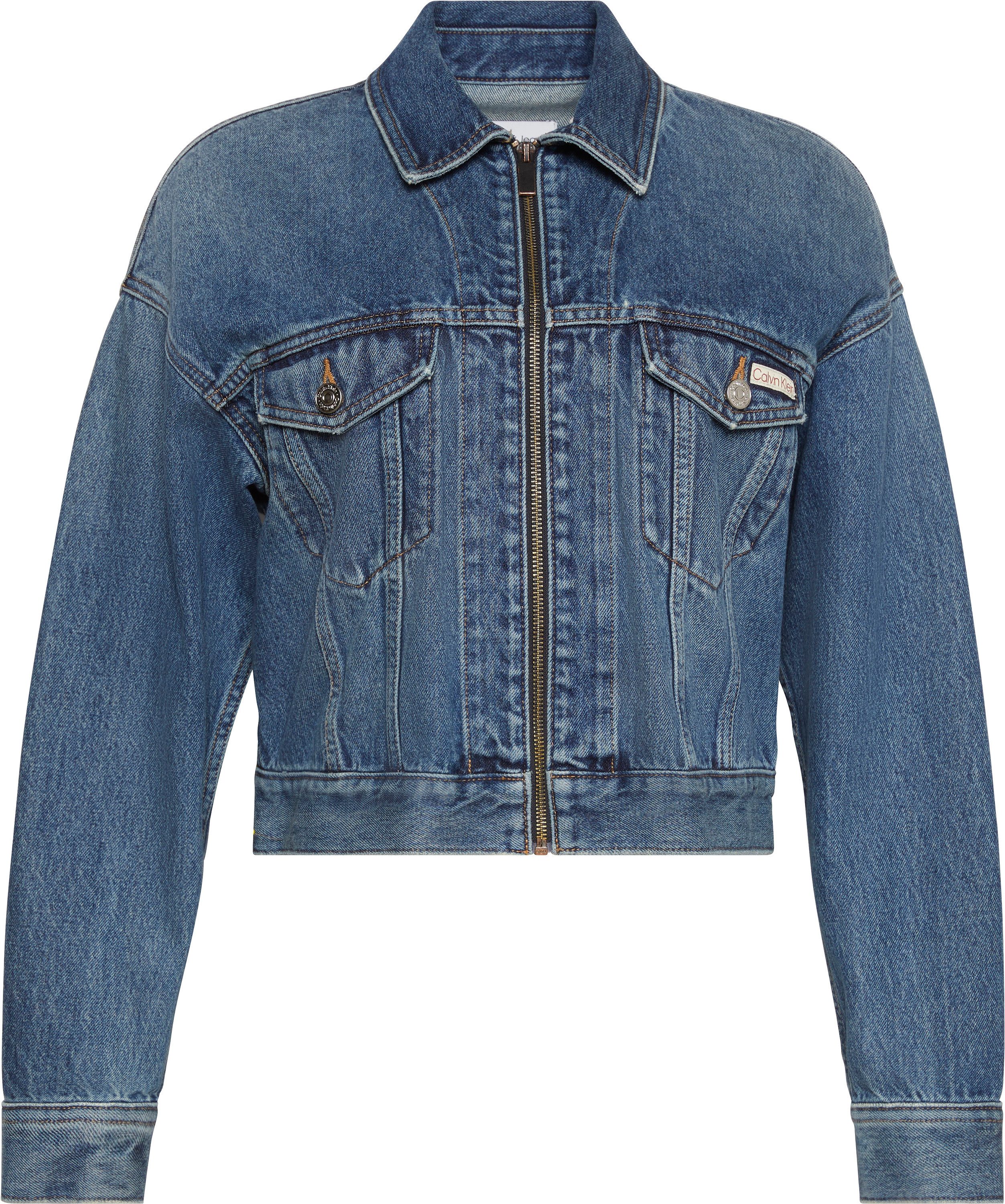 Calvin Klein Jeans Jeansjacke DENIM CROPPED JACKET Mit Rndhalsausschnitt, r günstig online kaufen