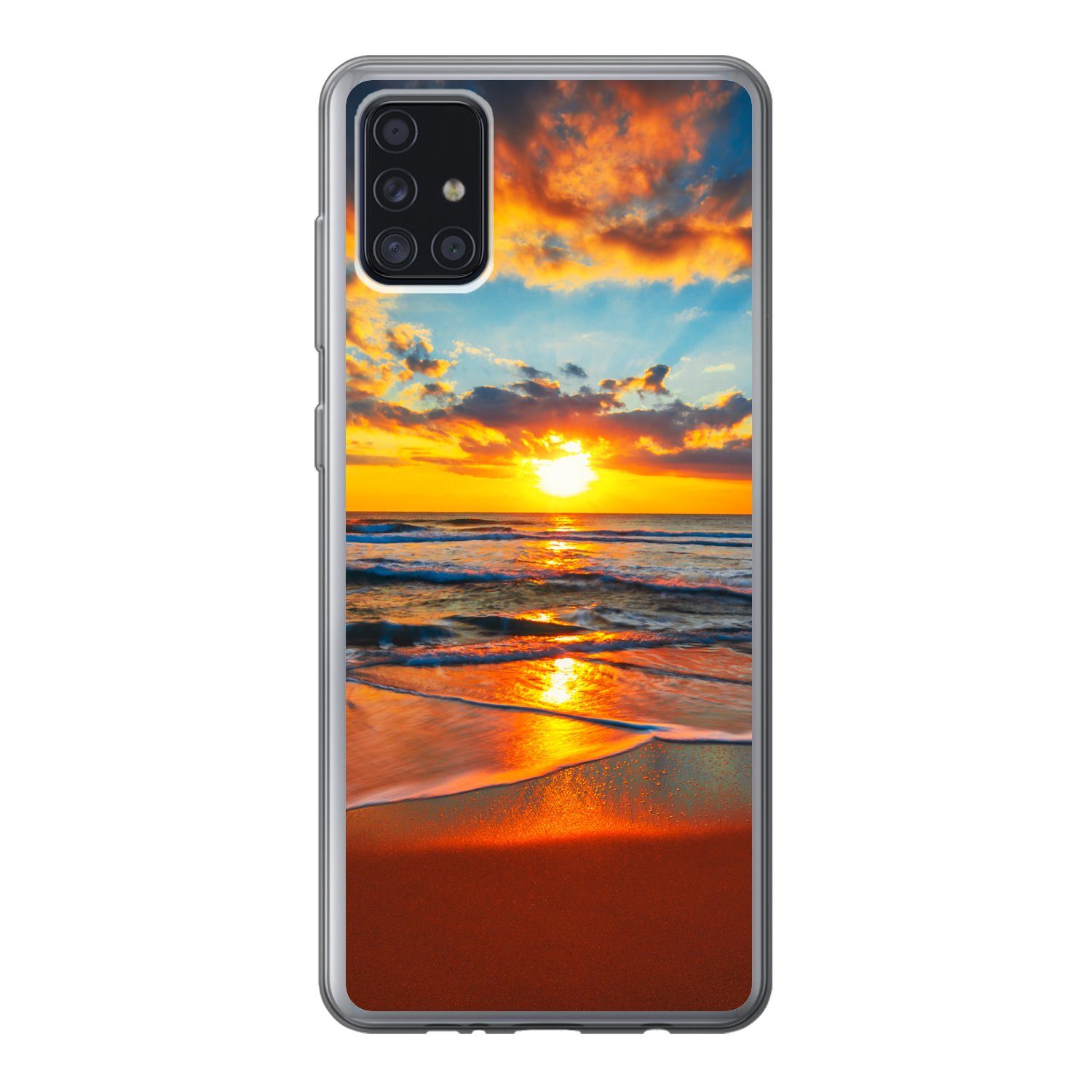 MuchoWow Handyhülle für Samsung Galaxy A52 5G Meer - Sonnenuntergang - Strand - Wolken - O, Smartphone-Bumper, Print, Handy Schutzhülle Dünn