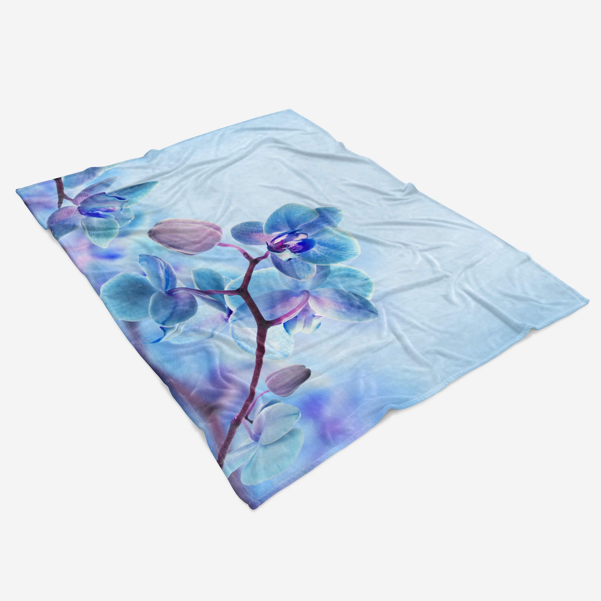 Handtücher Handtuch Strandhandtuch mit Baumwolle-Polyester-Mix Blume Handtuch (1-St), Sinus Saunatuch Orchidee Fotomotiv Art Blü, Kuscheldecke