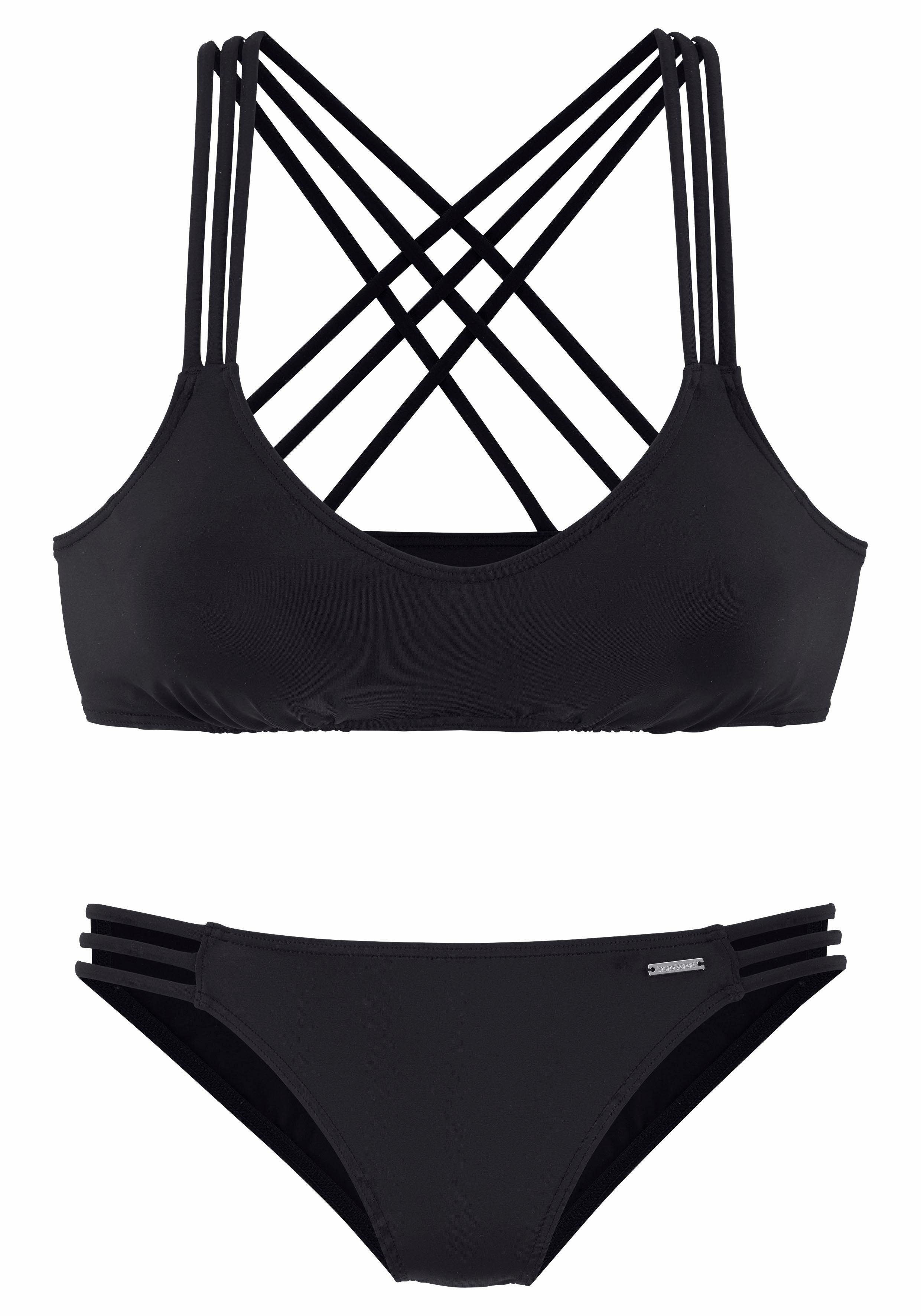 Zierbändern Bruno Banani Bustier-Bikini schwarz mit