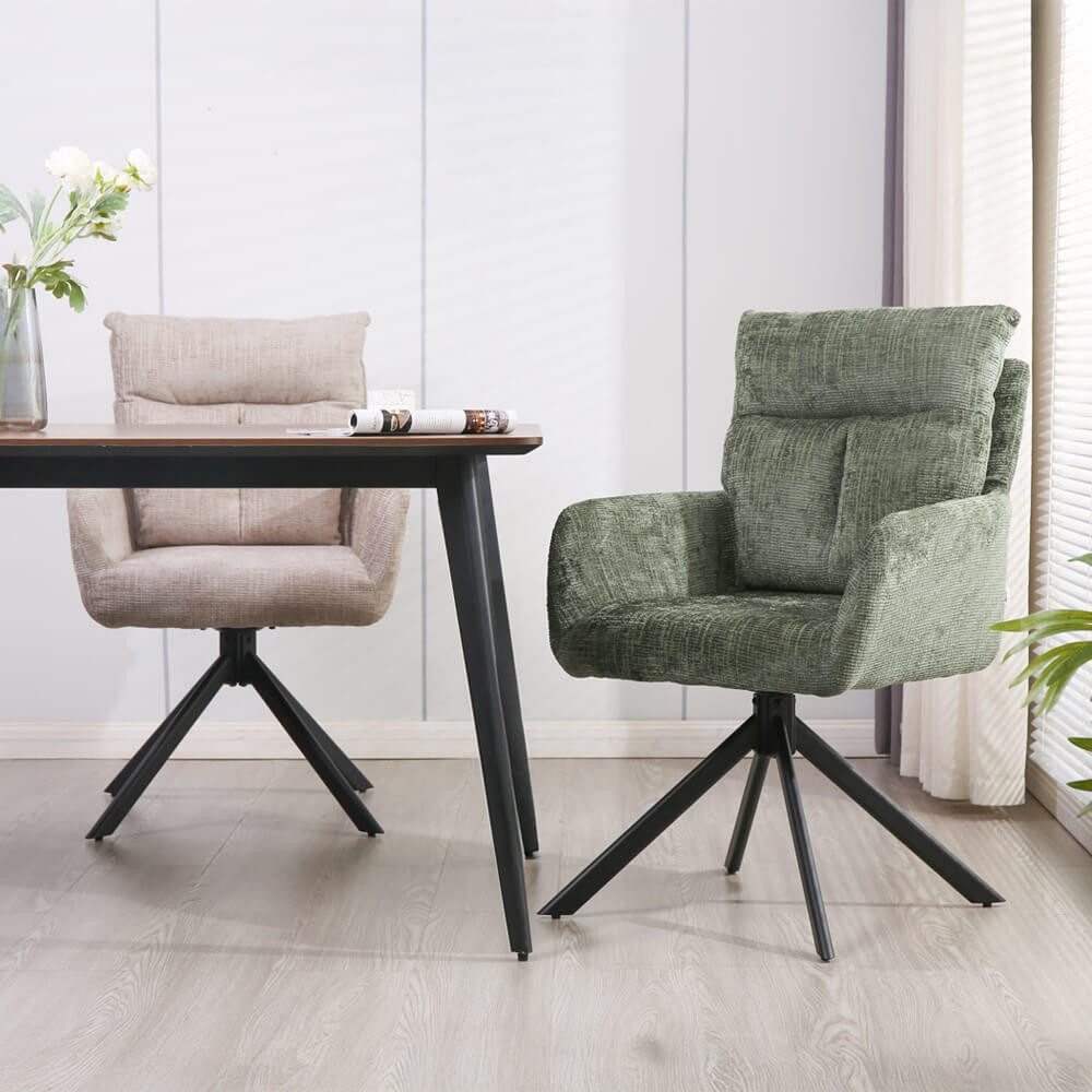HOME DELUXE Esszimmerstuhl ALUNA mit Armlehne (2 St), 360° Drehfunktion, Armlehnen Stuhl, Polsterstuhl – Bild 2 von 5