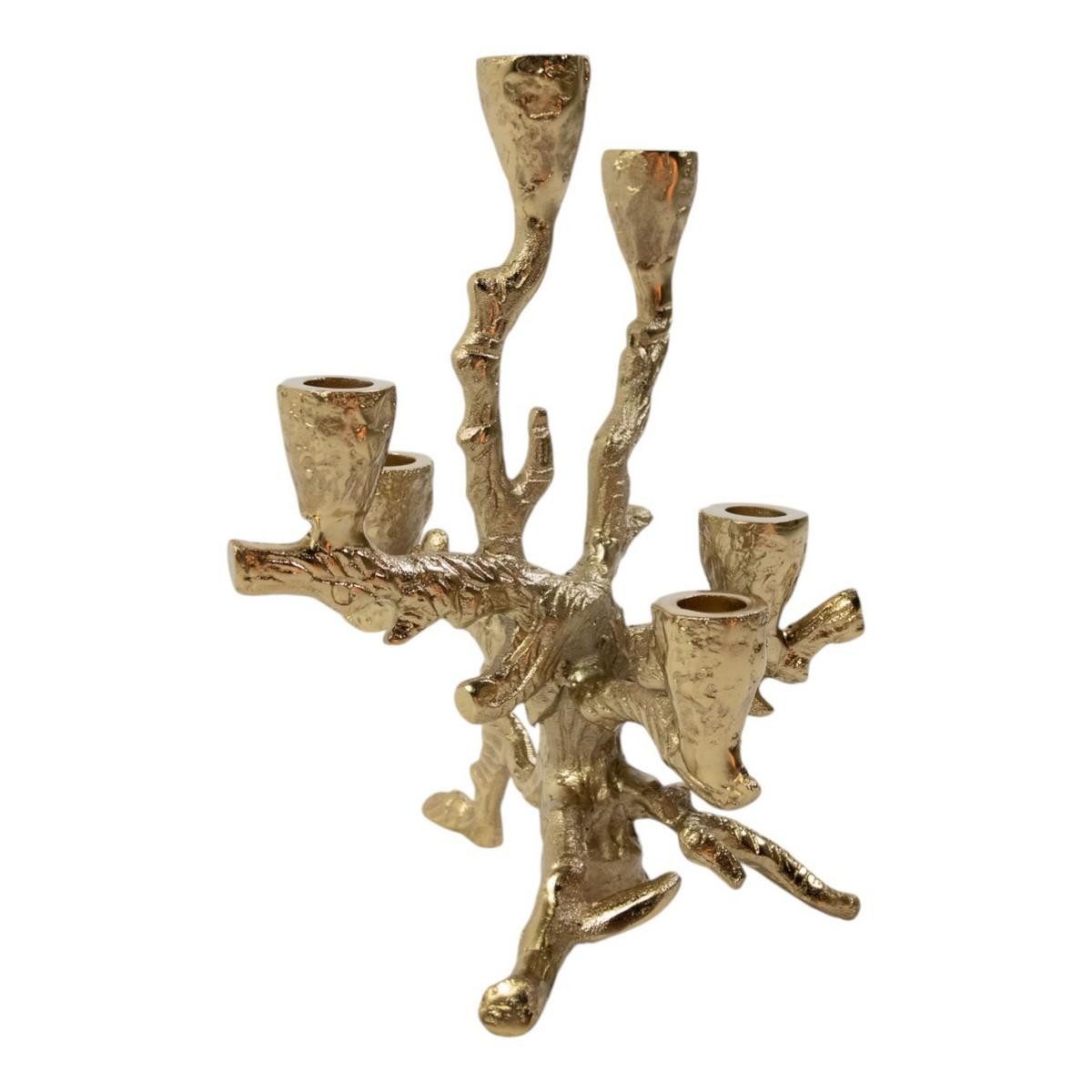 INNA-Glas Kerzenhalter Kerzenständer Ast ALJOSCHA, aus Aluminium, für Stabkerzen, gold, 30cm
