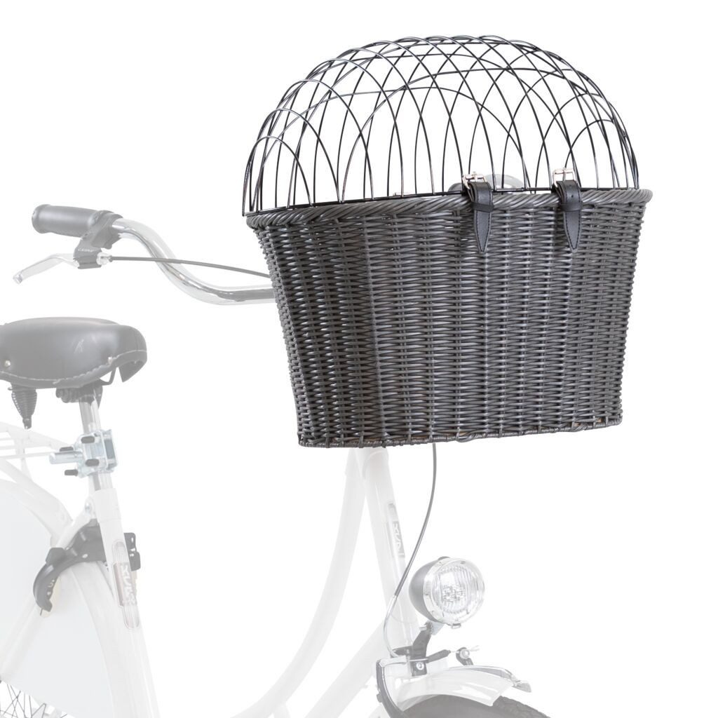 TRIXIE Tierfahrradkorb Hundefahrradkorb vorne aus Polyrattan - anthrazit - 44 × 41 × 34 cm