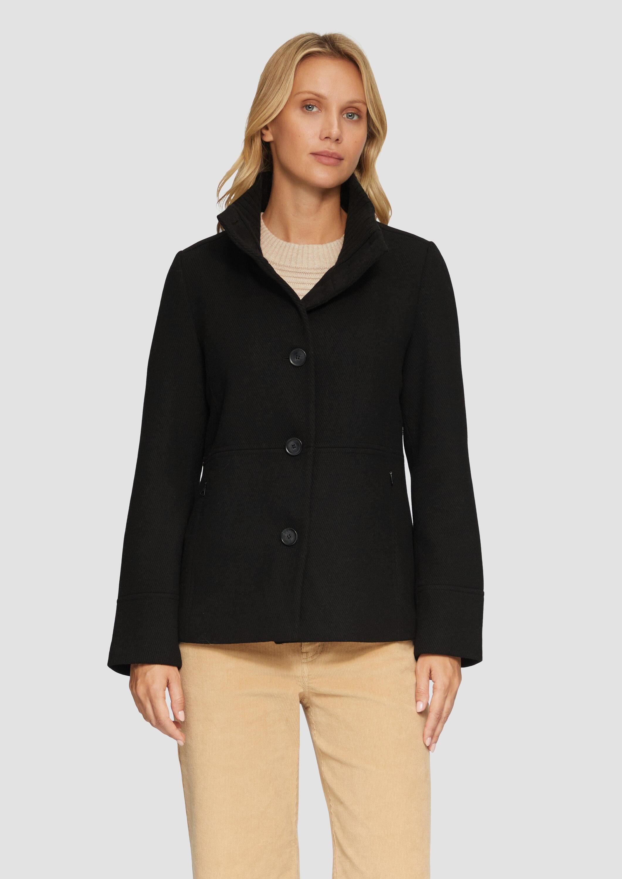 s.Oliver Funktionsjacke Outdoor-Jacke Twilljacke mit Strick-Stehkragen und Eingrifftaschen